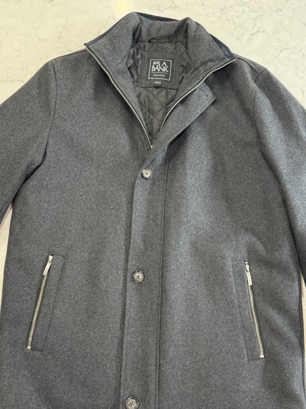 Jos A Bank Men's Dark Heather Gray Coat - Size Large